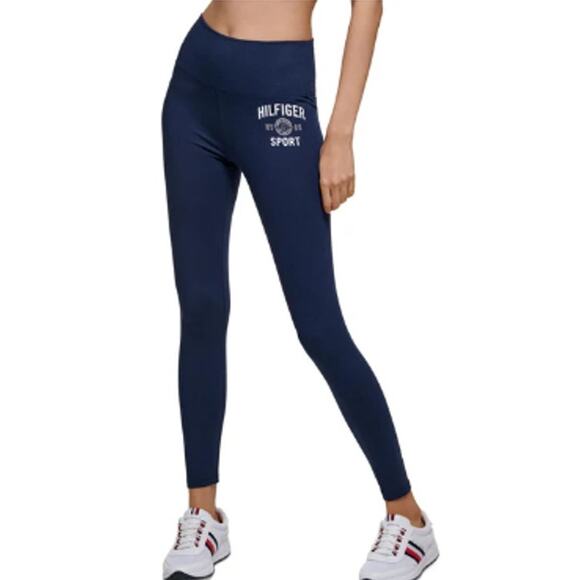 TOMMY HILFIGER SPORT Womens Athletic Leggings Small Navy Blue High Rise NWT - Picture 1 of 8